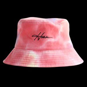 Hollister Pink White Tie-Dye Cotton Bucket Hat One Size